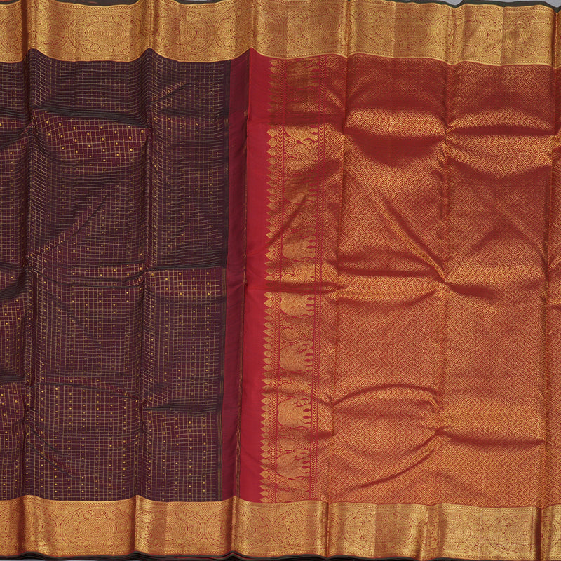 Hayagrivas Dark Maroon Handloom Kanjivaram Silk Saree with Maroon Border BBD1333L5-1