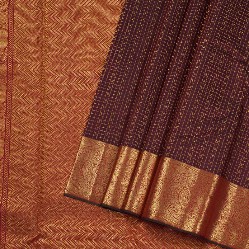 Hayagrivas Dark Maroon Handloom Kanjivaram Silk Saree with Maroon Border BBD1333L5-1