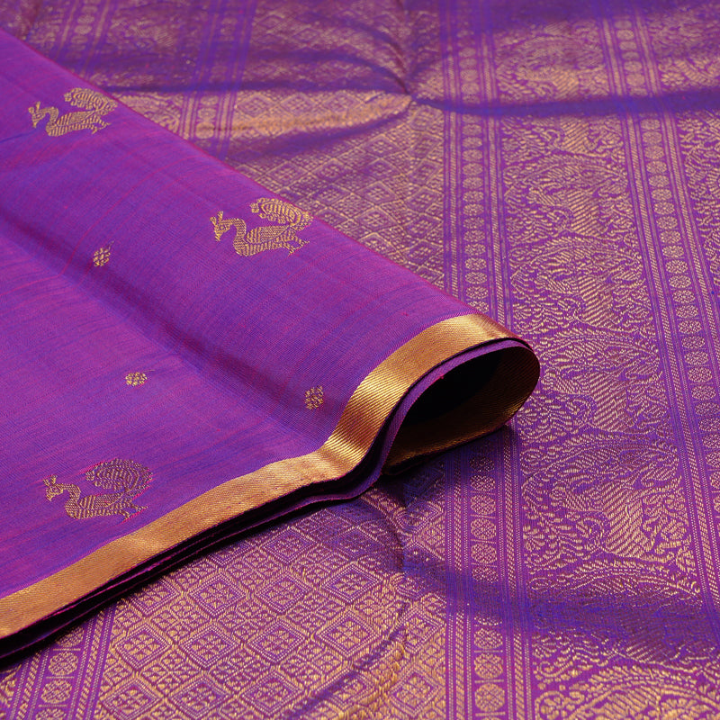 Hayagrivas Handloom Kanjivaram Silk Saree in Opulent Purple BBD1333L8-1