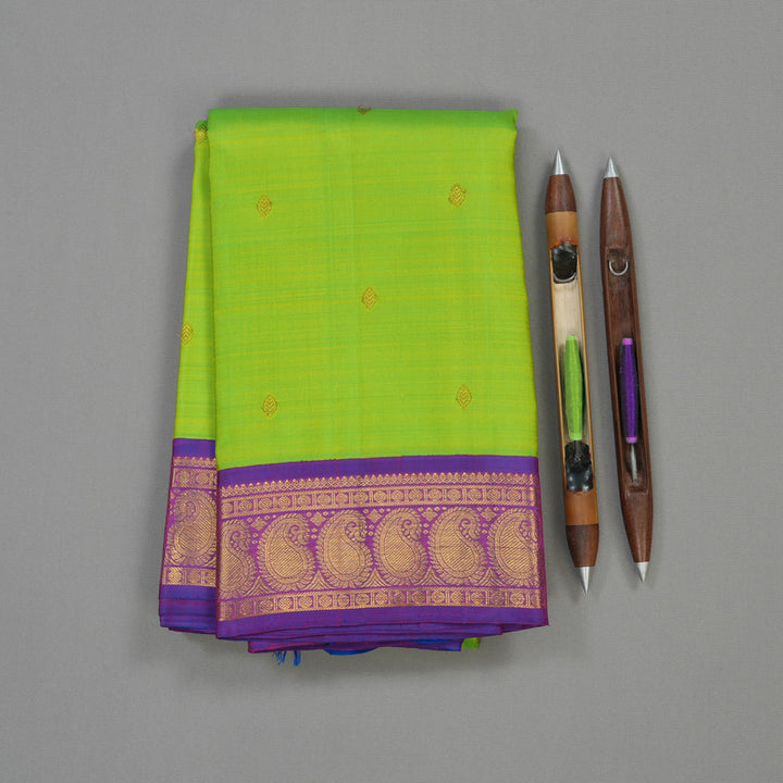 Hayagrivas Handloom Pure Kanjivaram Silk Saree in Mesmerizing Fluorescent Green BBD1334L1-1