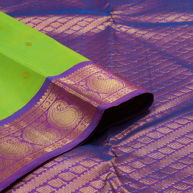 Hayagrivas Handloom Pure Kanjivaram Silk Saree in Mesmerizing Fluorescent Green BBD1334L1-1