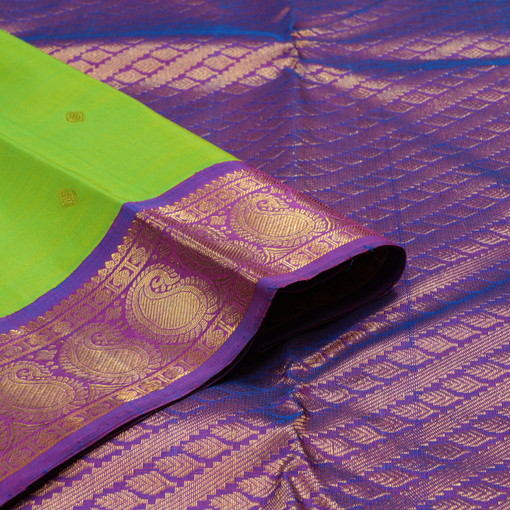 Hayagrivas Handloom Pure Kanjivaram Silk Saree in Mesmerizing Fluorescent Green BBD1334L1-1
