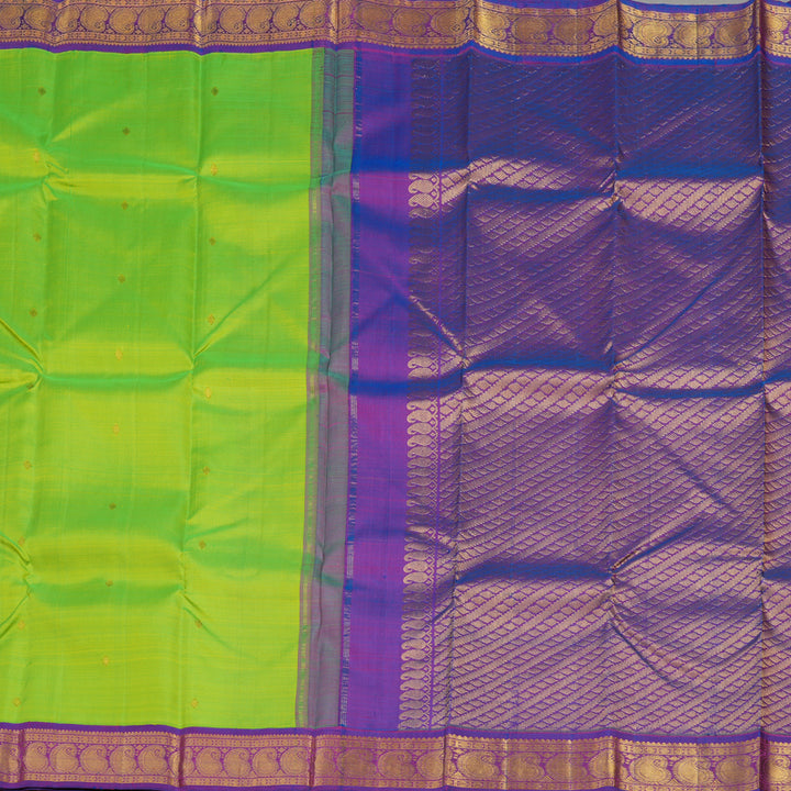 Hayagrivas Handloom Pure Kanjivaram Silk Saree in Mesmerizing Fluorescent Green BBD1334L1-1
