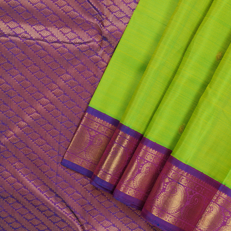 Hayagrivas Handloom Pure Kanjivaram Silk Saree in Mesmerizing Fluorescent Green BBD1334L1-1