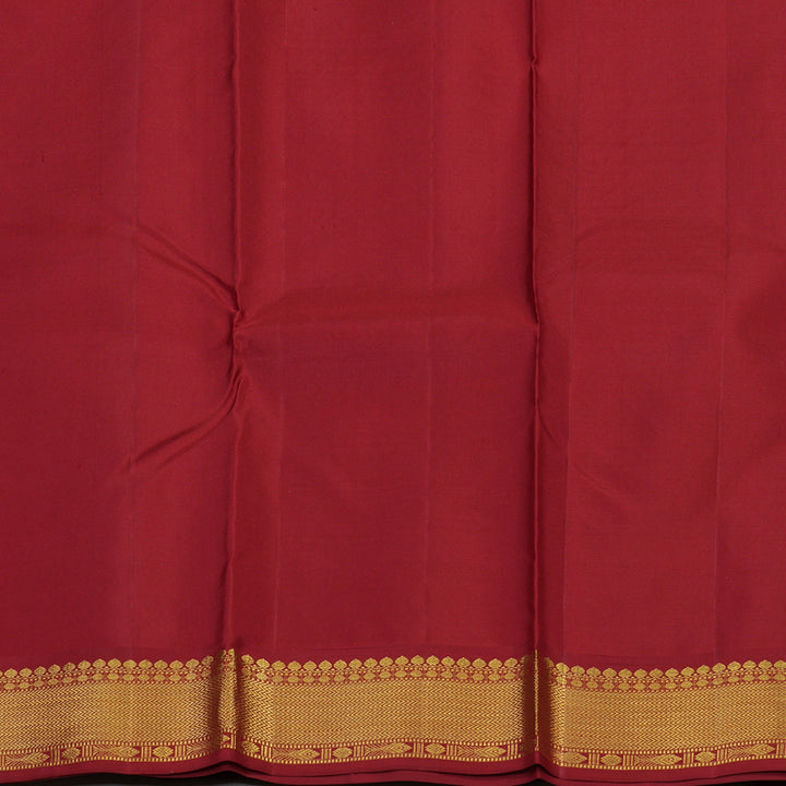 Hayagrivas Handloom Black & Grey Stripes Kanjivaram Silk Saree with Araku Maroon Border BBD1335L2-1