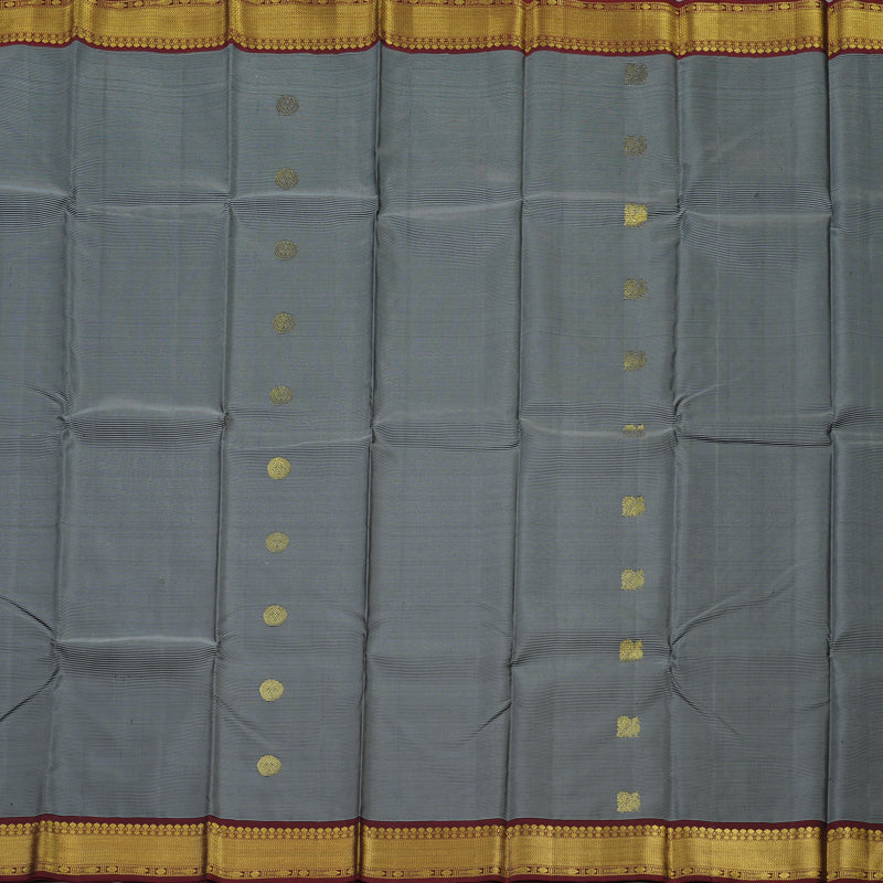 Hayagrivas Handloom Black & Grey Stripes Kanjivaram Silk Saree with Araku Maroon Border BBD1335L2-1