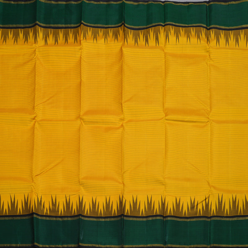 Hayagrivas Yellow Handloom Kanjivaram Silk Saree with Bottle green Border BBD1336L1-2