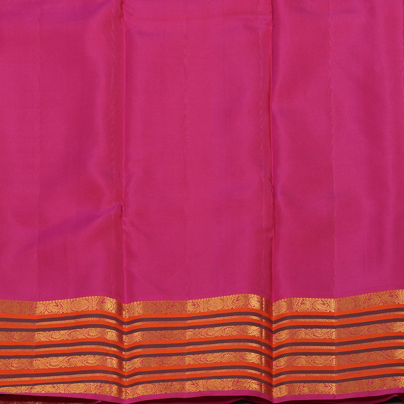 Hayagrivas Handloom Fluorescent Green Kanjivaram Silk Saree with Rani Pink Border BBD1340L1-2