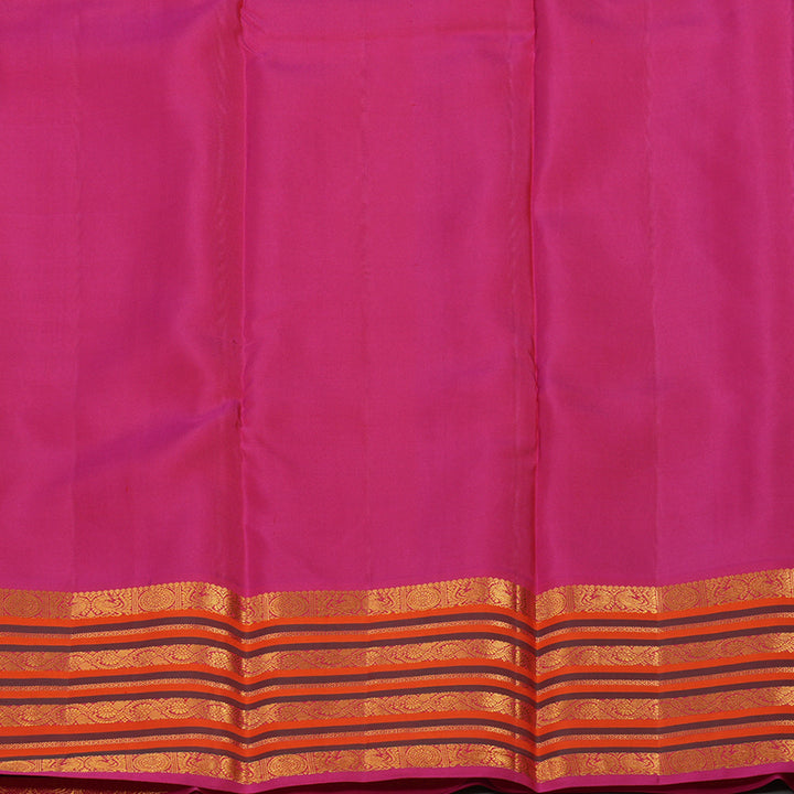 Hayagrivas Handloom Fluorescent Green Kanjivaram Silk Saree with Rani Pink Border BBD1340L1-2