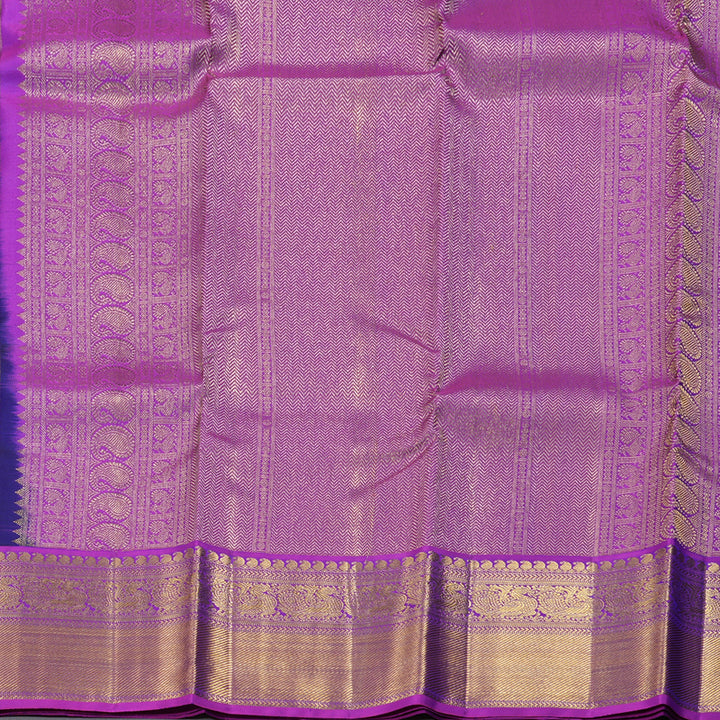 Hayagrivas Blue Handloom Kanjivaram Silk Saree with Purple Border BBD1340L4-2