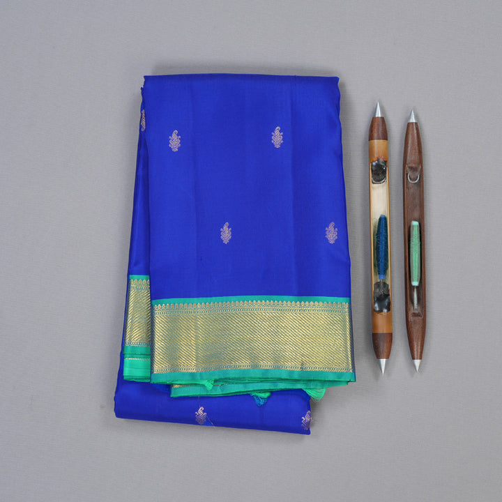 Hayagrivas Handloom Kanjivaram Silk Saree in Captivating blue BBD1340L6-2