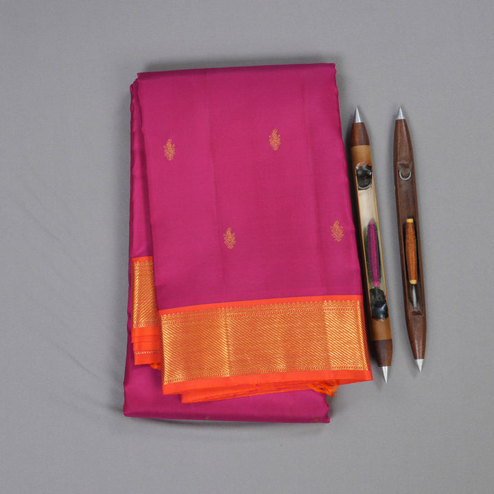 Hayagrivas Pink Handloom Kanjivaram Silk Saree with Orangish Pink Border BBD1340L6-3