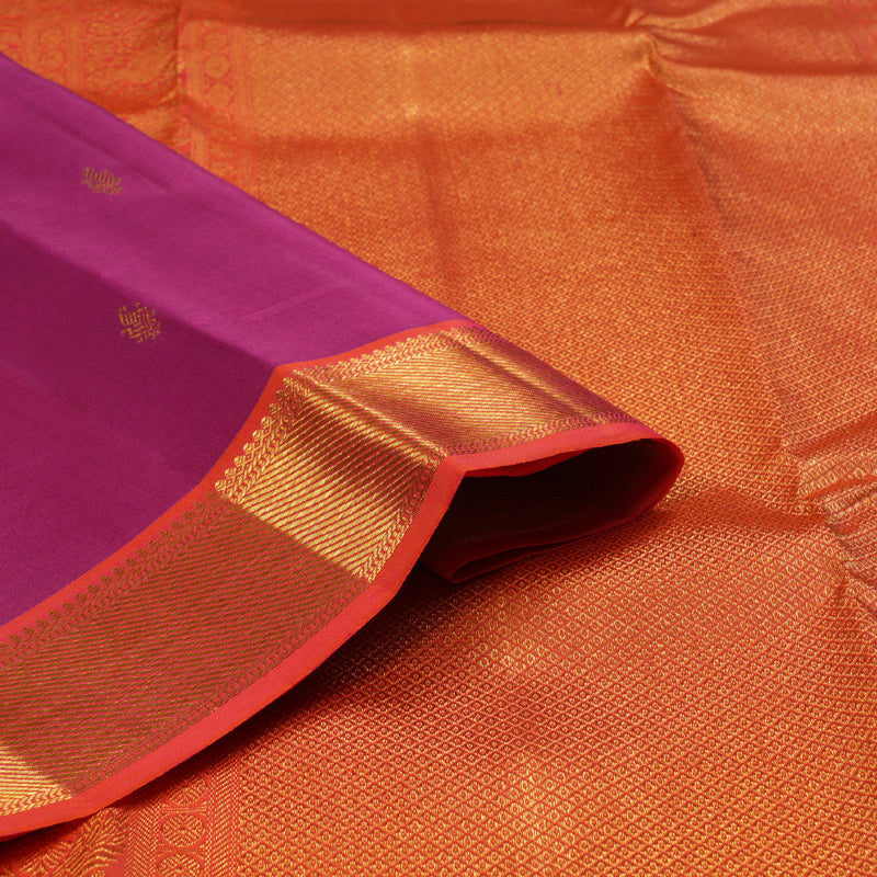 Hayagrivas Pink Handloom Kanjivaram Silk Saree with Orangish Pink Border BBD1340L6-3