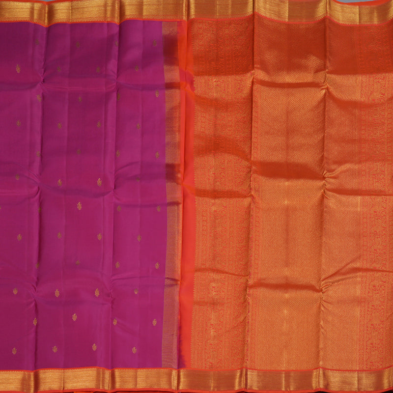 Hayagrivas Pink Handloom Kanjivaram Silk Saree with Orangish Pink Border BBD1340L6-3