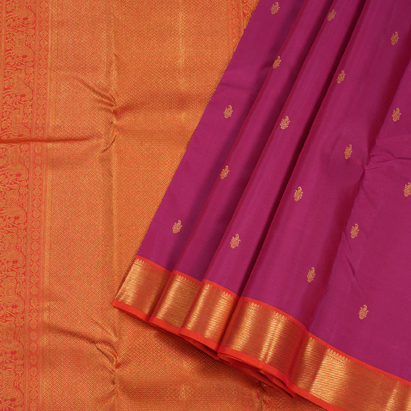 Hayagrivas Pink Handloom Kanjivaram Silk Saree with Orangish Pink Border BBD1340L6-3