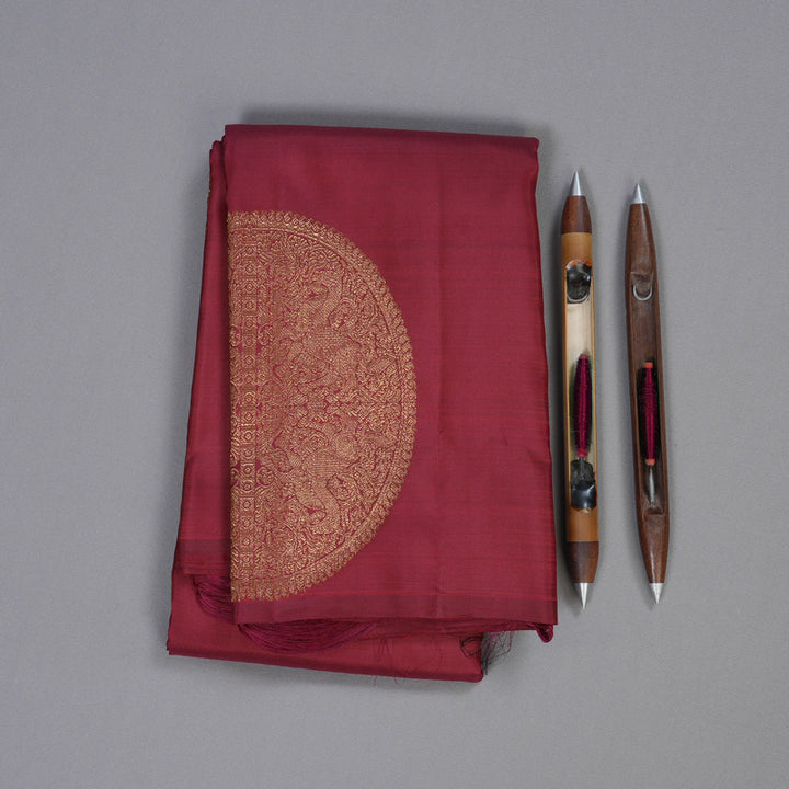 Hayagrivas Dark Maroon Handloom Kanjivaram Silk Saree BBD1341L1-2