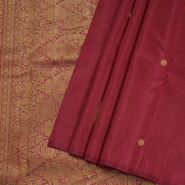 Hayagrivas Dark Maroon Handloom Kanjivaram Silk Saree BBD1341L1-2