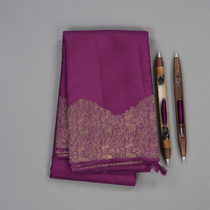 Hayagrivas Purple Handloom Kanjivaram Silk Saree with Purple Turning Border Border BBD1341L12-3
