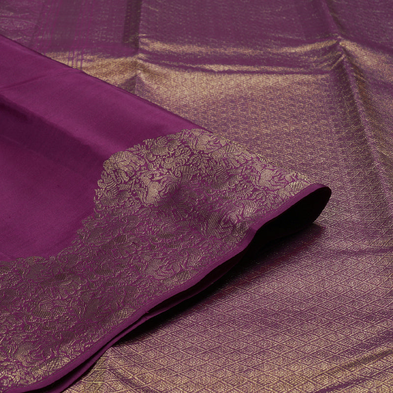 Hayagrivas Purple Handloom Kanjivaram Silk Saree with Purple Turning Border Border BBD1341L12-3