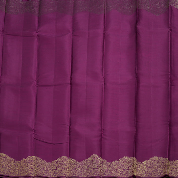 Hayagrivas Purple Handloom Kanjivaram Silk Saree with Purple Turning Border Border BBD1341L12-3