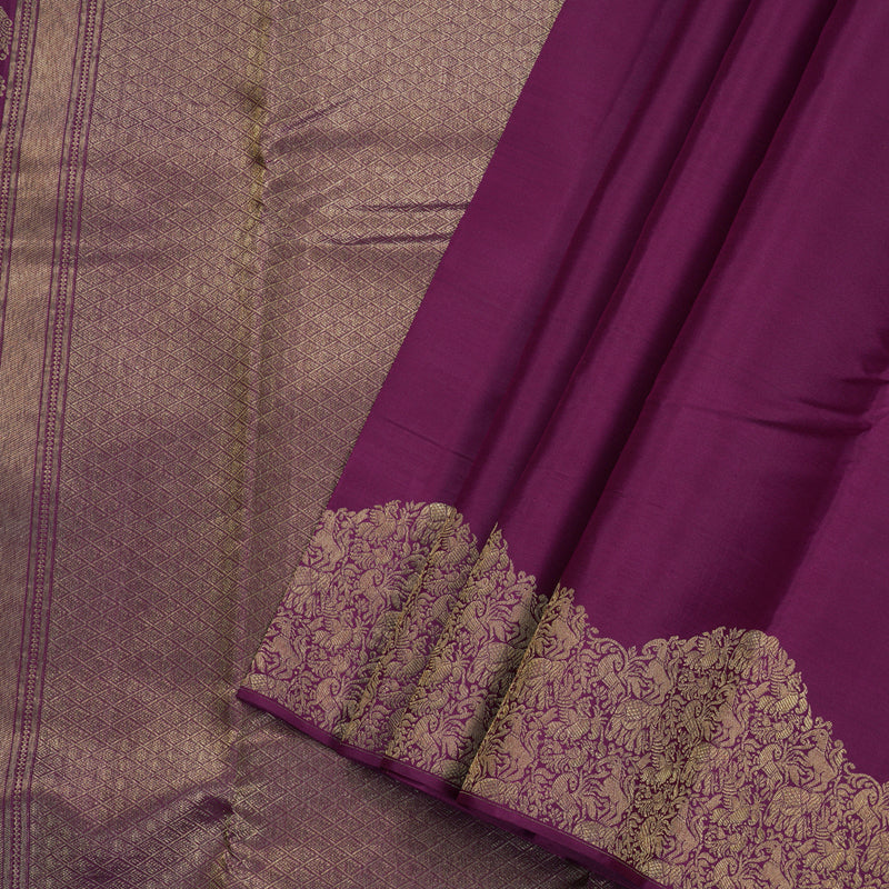 Hayagrivas Purple Handloom Kanjivaram Silk Saree with Purple Turning Border Border BBD1341L12-3