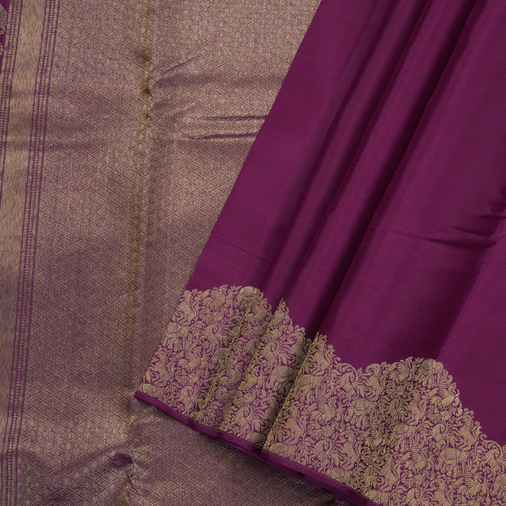Hayagrivas Purple Handloom Kanjivaram Silk Saree with Purple Turning Border Border BBD1341L12-3