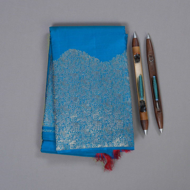 Hayagrivas Sky Blue Handloom Kanjivaram Silk Saree BBD1341L16-1