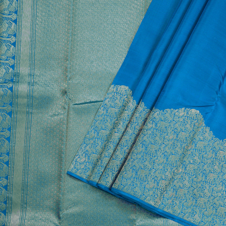 Hayagrivas Sky Blue Handloom Kanjivaram Silk Saree BBD1341L16-1