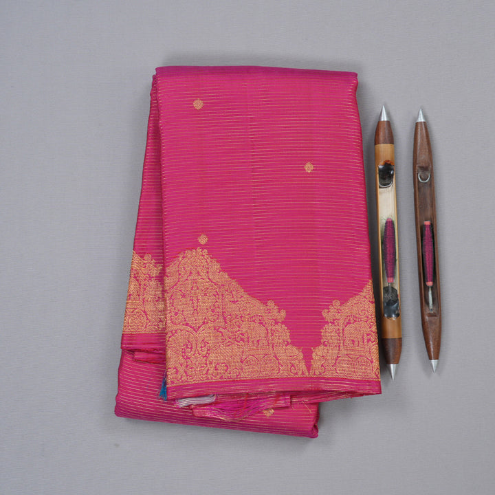 Hayagrivas Dark Pink Handloom Kanjivaram Silk Saree-BBD1341L2-2