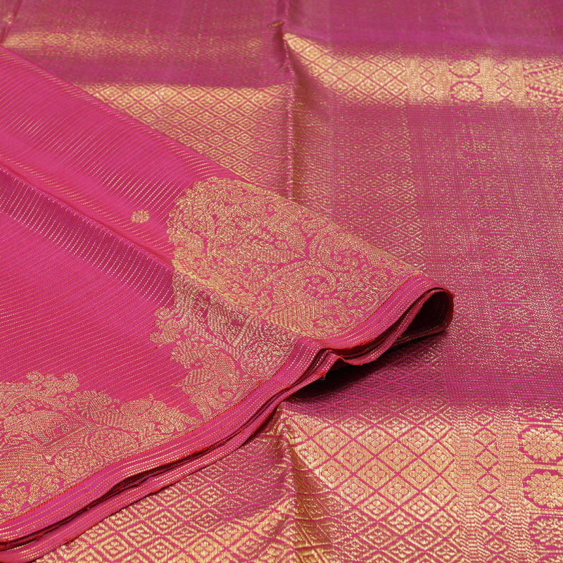Hayagrivas Dark Pink Handloom Kanjivaram Silk Saree-BBD1341L2-2