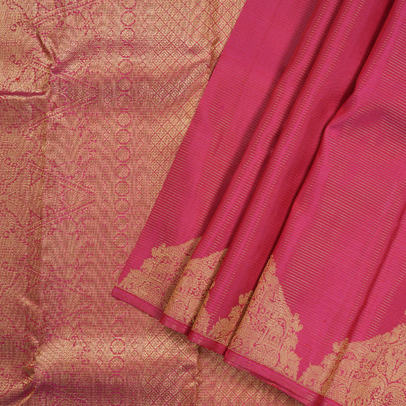 Hayagrivas Dark Pink Handloom Kanjivaram Silk Saree-BBD1341L2-2