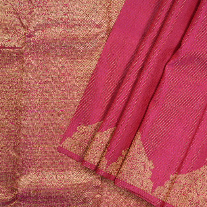Hayagrivas Dark Pink Handloom Kanjivaram Silk Saree-BBD1341L2-2
