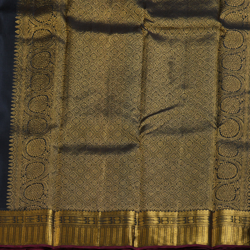 Hayagrivas Rust Handloom Kanjivaram Silk Saree with Black Border BBD1342L1-1