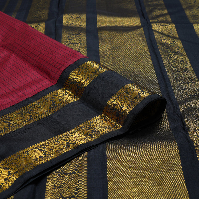 Hayagrivas Charming Maroon Handloom Kanjivaram Silk Saree with Black Border BBD1344L2-1