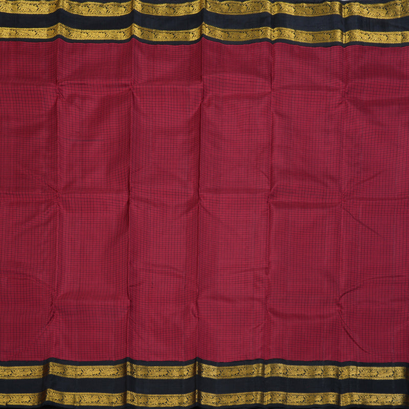 Hayagrivas Charming Maroon Handloom Kanjivaram Silk Saree with Black Border BBD1344L2-1