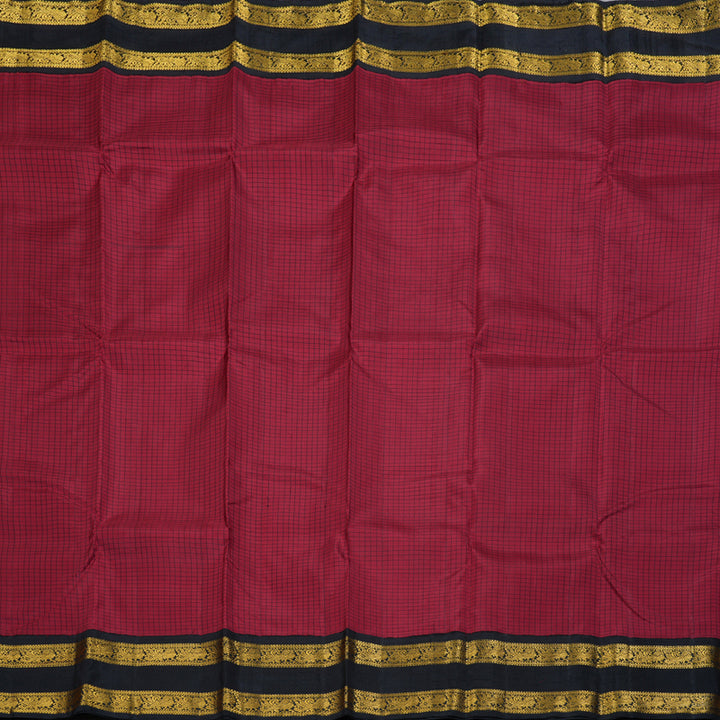 Hayagrivas Charming Maroon Handloom Kanjivaram Silk Saree with Black Border BBD1344L2-1