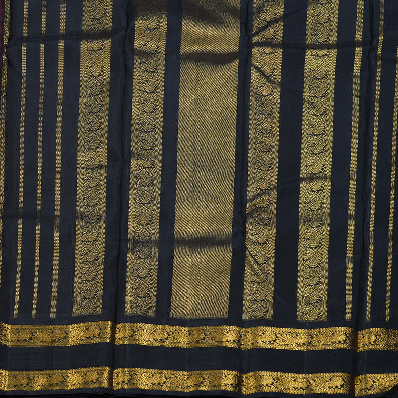 Hayagrivas Charming Maroon Handloom Kanjivaram Silk Saree with Black Border BBD1344L2-1
