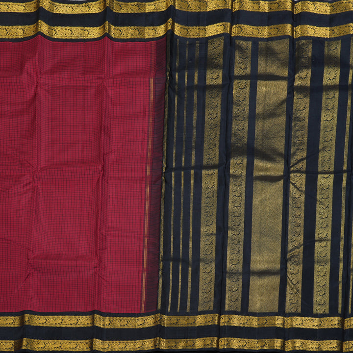Hayagrivas Charming Maroon Handloom Kanjivaram Silk Saree with Black Border BBD1344L2-1