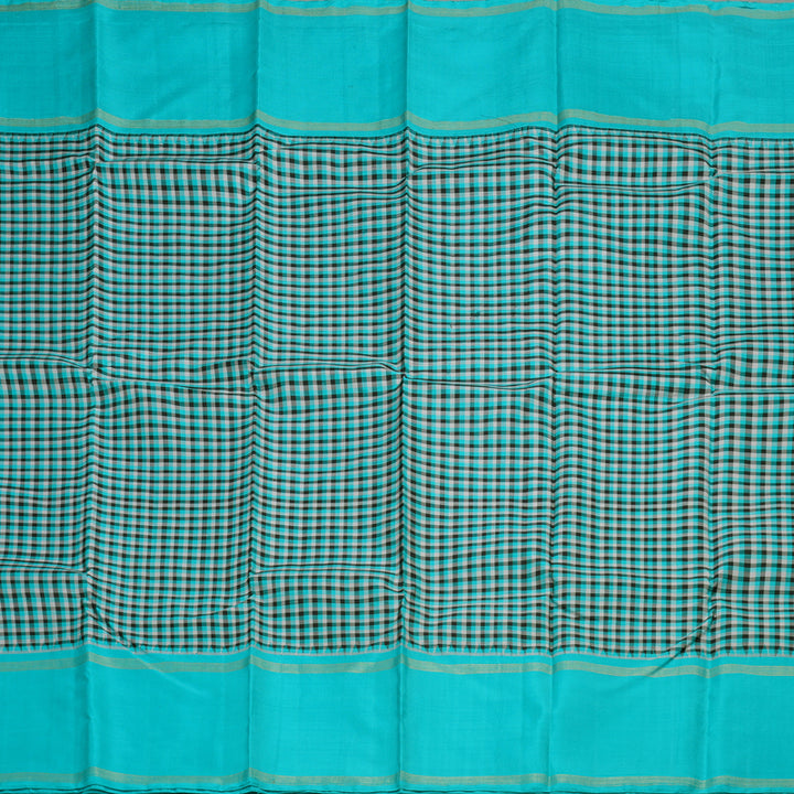 Hayagrivas Multi Color Checks Handloom Kanjivaram Silk Saree with Sky Blue Border BBD1344L3-1
