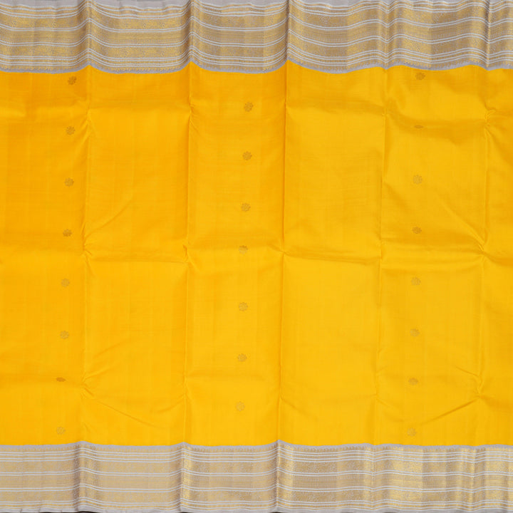 Hayagrivas Yellow Handloom Kanjivaram Silk Saree with Beige Border BBD1348L3-1