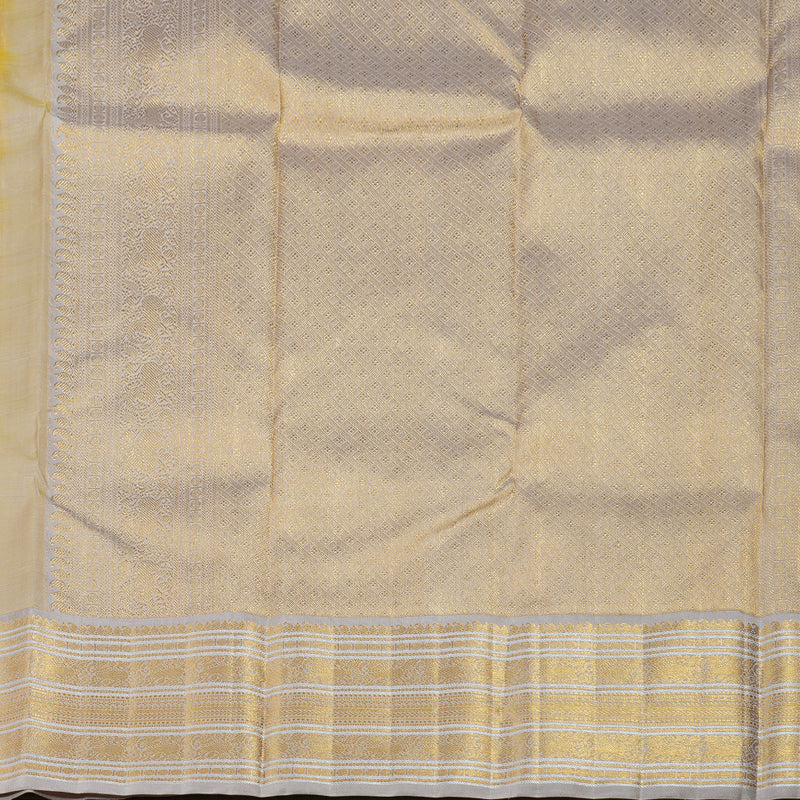 Hayagrivas Yellow Handloom Kanjivaram Silk Saree with Beige Border BBD1348L3-1