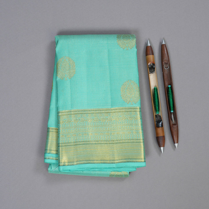 Hayagrivas Sea Blue Handloom Kanjivaram Silk Saree BBD1349L2-1