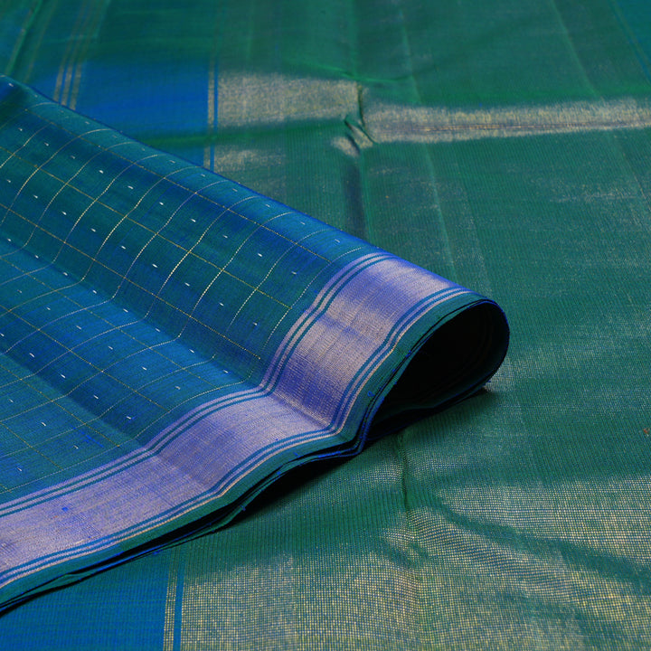 Hayagrivas Peacock Blue Handloom Kanjivaram Silk Saree BBD1352L4-1