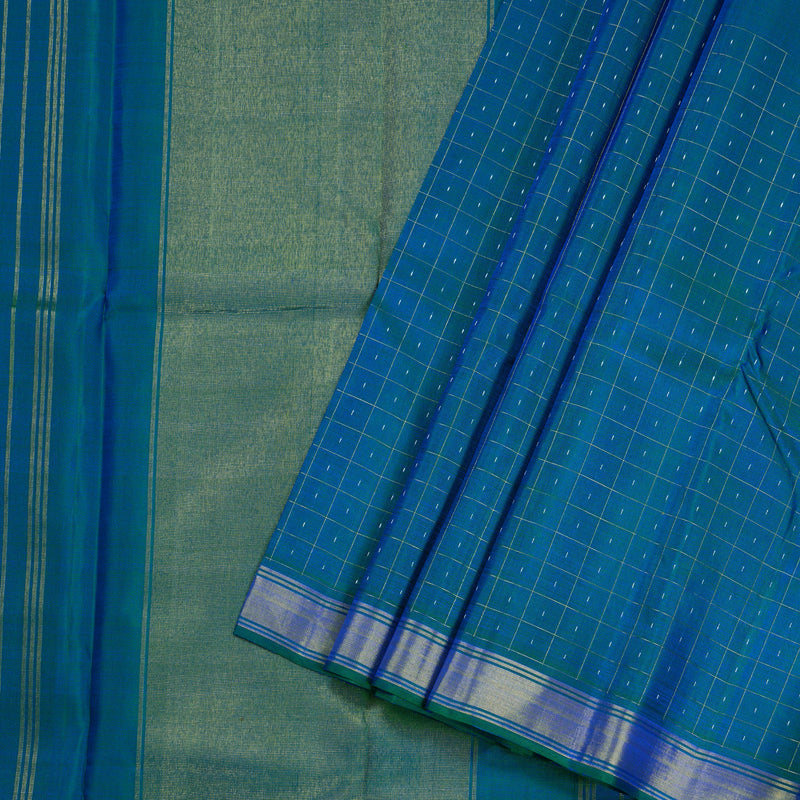 Hayagrivas Peacock Blue Handloom Kanjivaram Silk Saree BBD1352L4-1