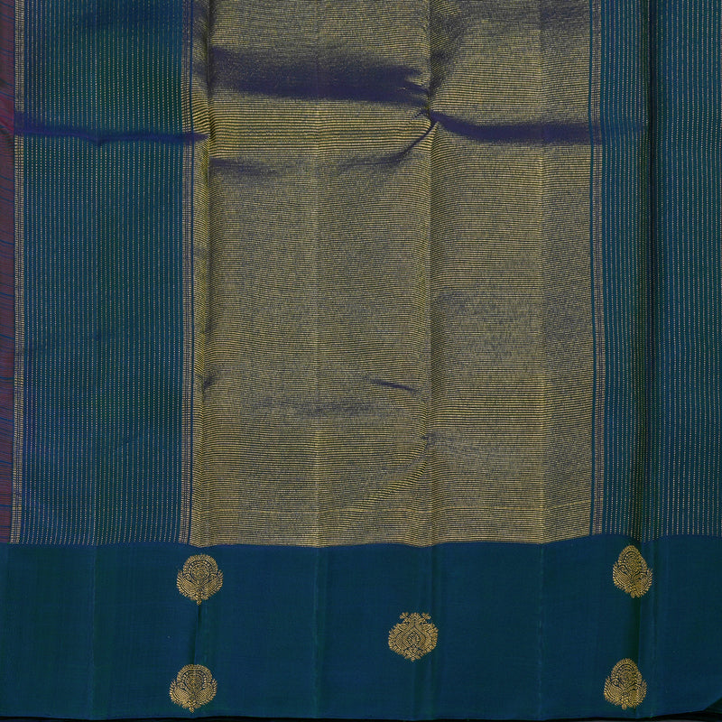 Hayagrivas Redish Pink Handloom Kanjivaram Silk Saree with Peacock Blue Border BBD1352L7-1