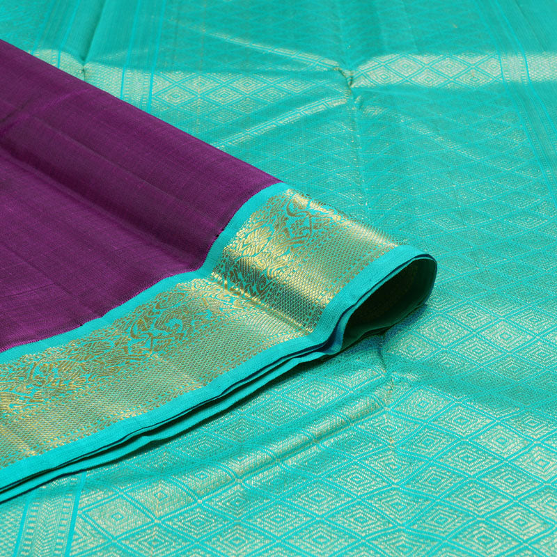 Hayagrivas Handloom Kanjivaram Silk Saree in Deep Dark Purple BBD1359L1-1