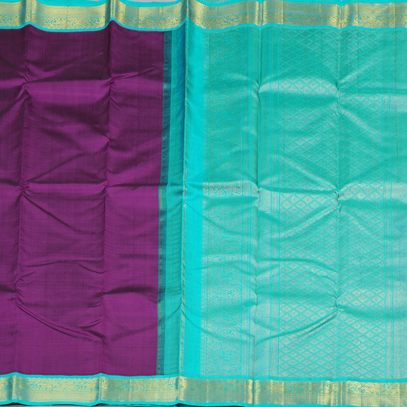 Hayagrivas Handloom Kanjivaram Silk Saree in Deep Dark Purple BBD1359L1-1