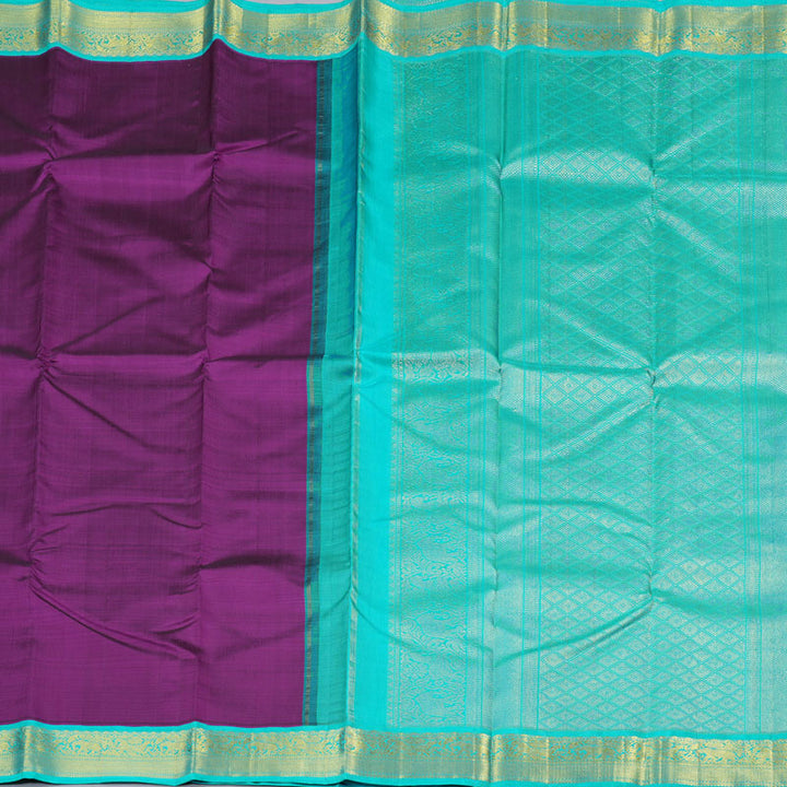 Hayagrivas Handloom Kanjivaram Silk Saree in Deep Dark Purple BBD1359L1-1