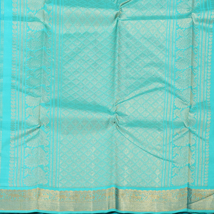 Hayagrivas Purple Handloom Kanjivaram Silk Saree with Sea Green Border BBD1359L1-3