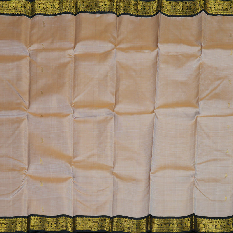 Hayagrivas Sandal Beige Handloom Kanjivaram Silk Saree with Black Border BBD1359L2-1